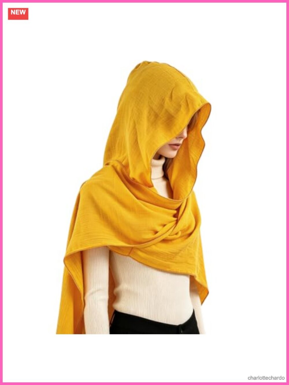 Hooded Cape Scarf Women Men Cotton-Linen 3-in-1 Shawl Halloween Costume